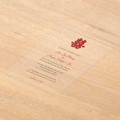 RED Double Happy Chinesische Kalligraphie asian Acryleinladungen (Ablage )