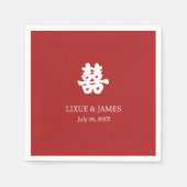 Red Double Happy Chinesische Kalligraphie asian Serviette (Vorderseite)