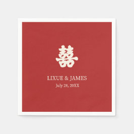 Red Double Happy Chinesische Kalligraphie N Serviette