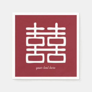 Red Double Happy Wedding Party Napkin Set Serviette