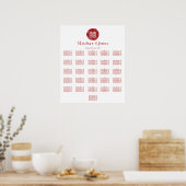 Red Double Happy Wedding Seating Chart Poster (Küche)