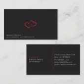 Red Double Heart Business Card Visitenkarte (Vorne/Hinten)