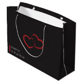 Red Double Heart Große Geschenktasche Geschenktüte (Rückseite Schrägansicht)