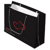 Red Double Heart Große Geschenktasche Geschenktüte (Vorderseite Schrägansicht)