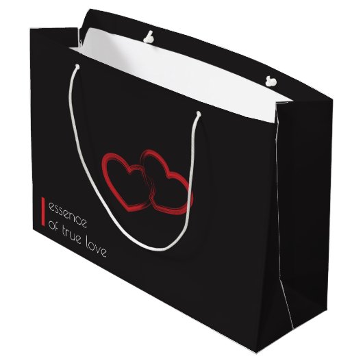 Red Double Heart Große Geschenktasche Große Geschenktüte (Rückseite Schrägansicht)