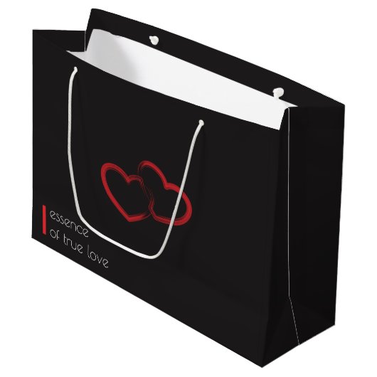 Red Double Heart Große Geschenktasche Große Geschenktüte (Vorderseite Schrägansicht)