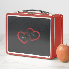 Red Double Heart Metall Brotdose