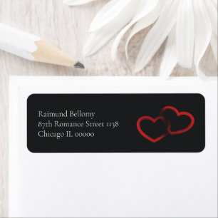 Red Double Heart Return Address Label