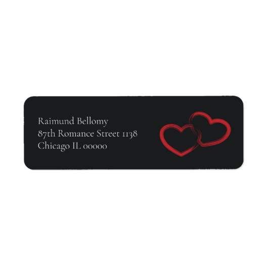 Red Double Heart Return Address Label (Vorne)