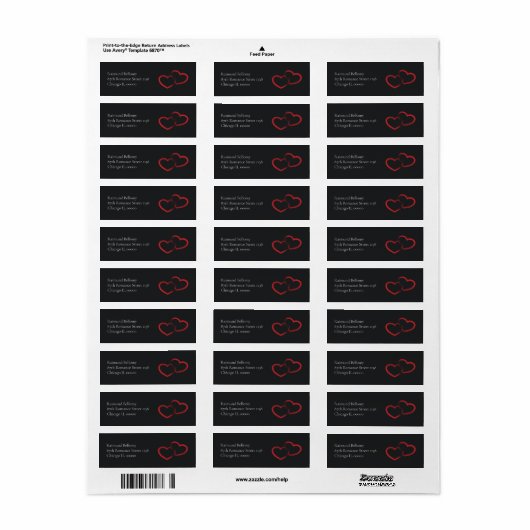 Red Double Heart Return Address Label (Vorne)