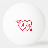 Red Double Hearts with Cupids Arrow and Initials Tischtennisball (Rückseite)