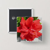 Red Double Hibisken Blume Button (Vorne & Hinten)