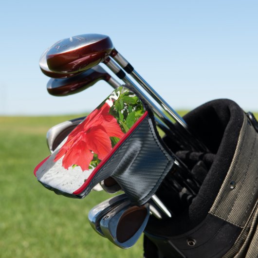 Red Double Hibisken Blume Golf Headcover (In Situ)