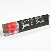 Red Double Hibisken Blume Namensplakette