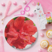 Red Double Hibisken Blume Pappteller (Party)