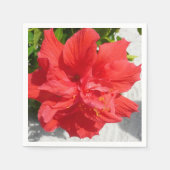 Red Double Hibisken Blume Serviette (Vorderseite)