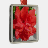 Red Double Hibisken Blume Silbernes Ornament (Rechts)