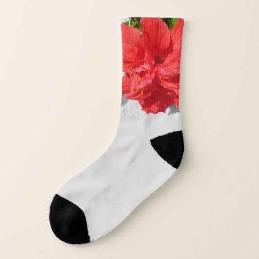 Red Double Hibisken Blume Socken (Links - Außen)