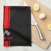 Red Double Race 🏎 Strips mit Flag Geschirrtuch (Viertel Falte)