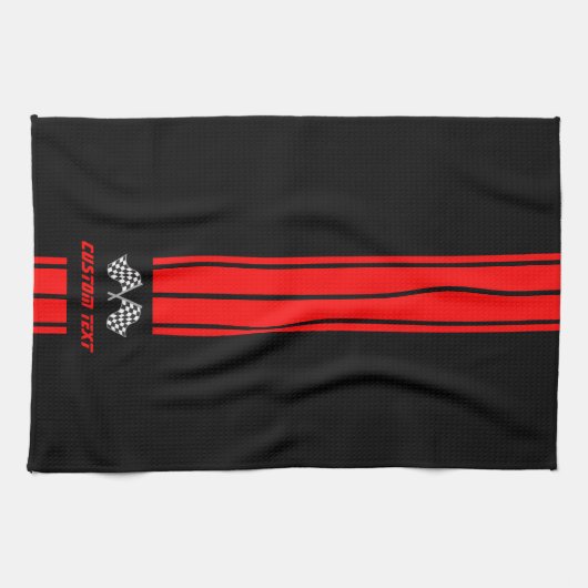 Red Double Race 🏎 Strips mit Flag Geschirrtuch (Horizontal)