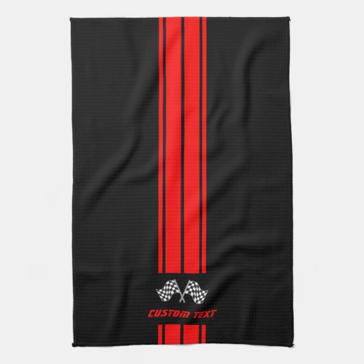 Red Double Race 🏎 Strips mit Flag Geschirrtuch (Vertikal)