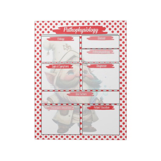 Red Dr. Gnome Nursing - Pathophysiologie Template Notizblock (Rotiert)