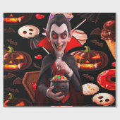 Red Dracula Fun Spook zu Halloween Geschenkpapier (Flach)