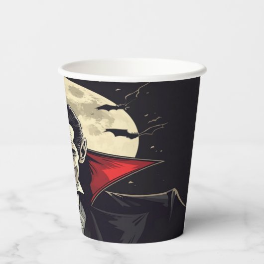 Red Dracula Gothic Horror Halloween Pappbecher (Rückseite)