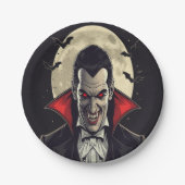 Red Dracula Gothic Horror Halloween Pappteller (Vorderseite)