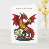 Red Dragon Amongst Daffodil Flowers Karte (Gelbe Blume)