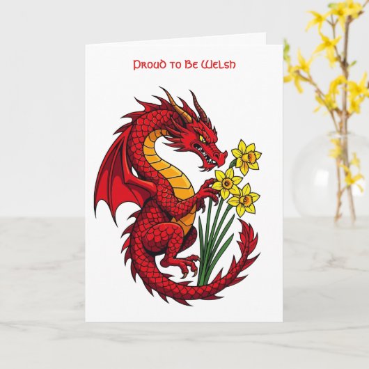 Red Dragon And Daffodils Design Karte (Gelbe Blume)