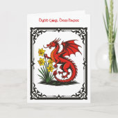 Red Dragon and Daffodils With Decorative Border Karte (Vorderseite)