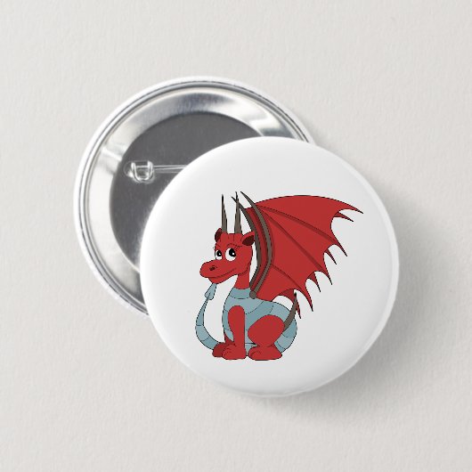 Red Dragon Cartoon Button (Vorne & Hinten)