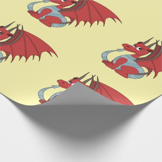Red Dragon Cartoon Geschenkpapier (Ecke)
