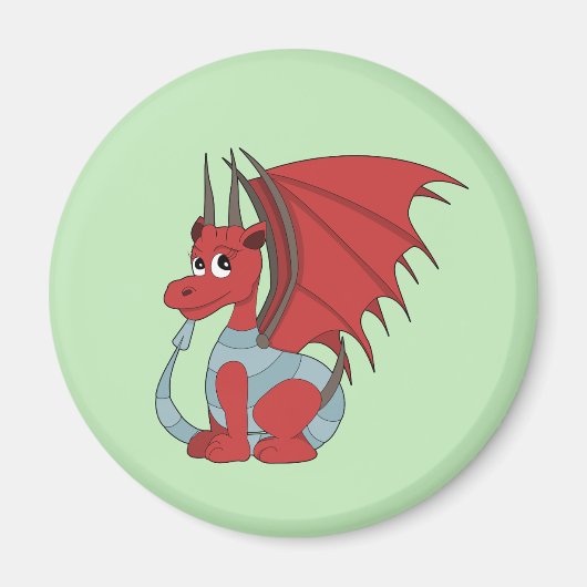 Red Dragon Cartoon Magnet (Vorne)