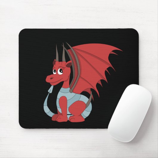 Red Dragon Cartoon Mousepad (Mit Mouse)