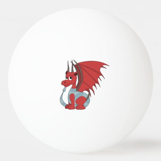 Red Dragon Cartoon Tischtennisball (Vorderseite)