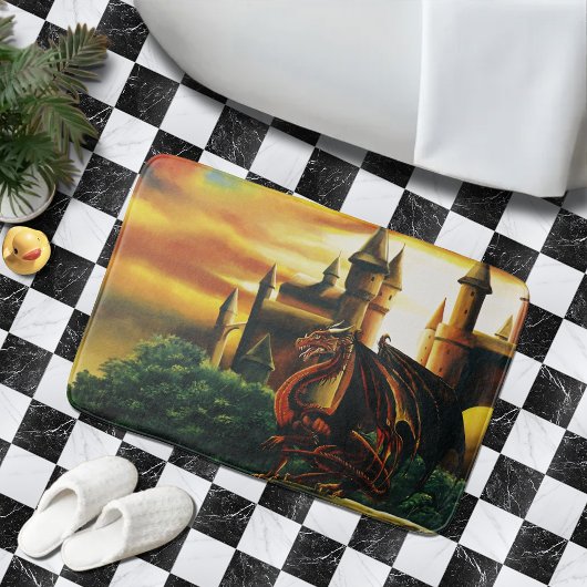 Red Dragon Castle Fantasy Badematte