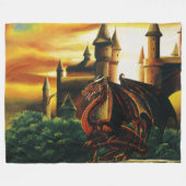Red Dragon Castle Fantasy Fleecedecke (Vorderseite (Horizontal))