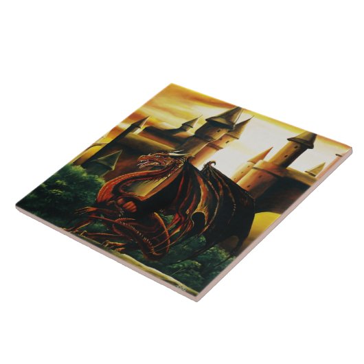 Red Dragon Castle Fantasy Fliese (Seite)