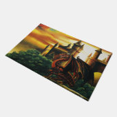 Red Dragon Castle Fantasy Fußmatte (Schrägansicht)