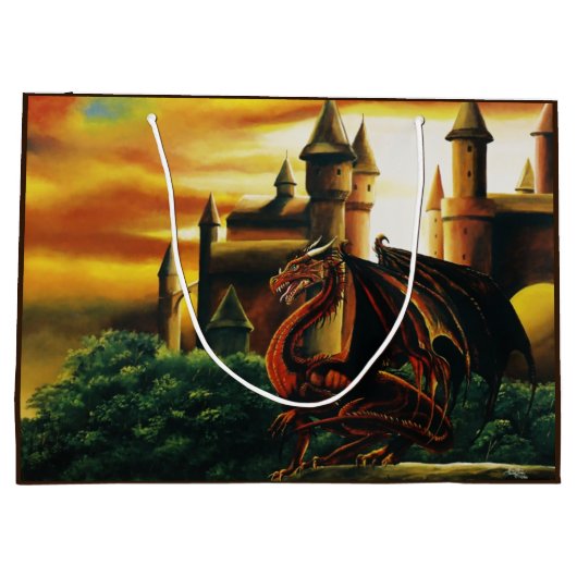 Red Dragon Castle Fantasy Große Geschenktüte (Rückseite)