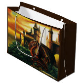 Red Dragon Castle Fantasy Große Geschenktüte (Vorderseite Schrägansicht)