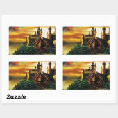 Red Dragon Castle Fantasy Rechteckiger Aufkleber (Blatt)