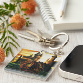 Red Dragon Castle Fantasy Schlüsselanhänger (Vorderseite rechts)