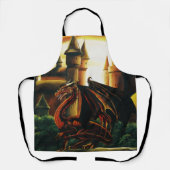 Red Dragon Castle Fantasy Schürze (Vorderseite)