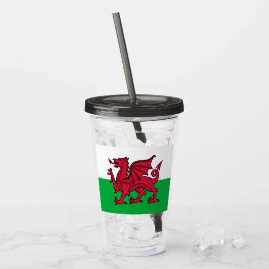 Red Dragon Celtic Flag Wales & Welsh Acryltrinkbecher (Vorderseite Ice)