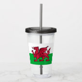 Red Dragon Celtic Flag Wales & Welsh Acryltrinkbecher (Vorderseite)