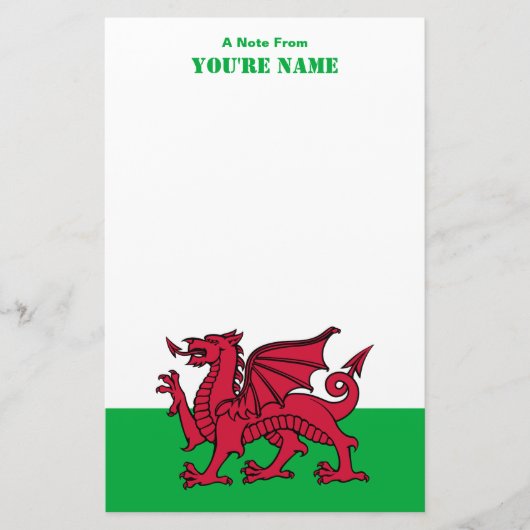 Red Dragon Celtic Flag Wales & Welsh Briefpapier (Vorderseite)