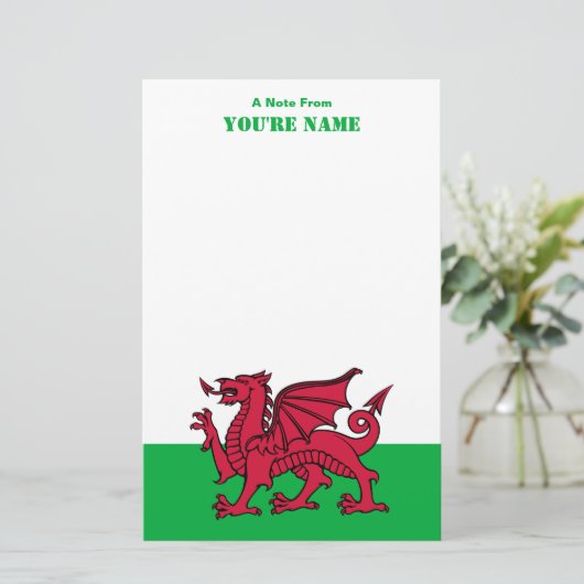 Red Dragon Celtic Flag Wales & Welsh Briefpapier (Stehend Vorderseite)